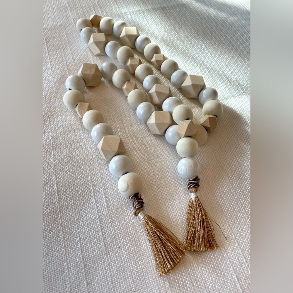 Handmade Wooden Beaded Decor Garland with Tassels
